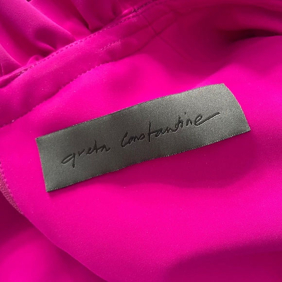 GRETA CONSTANTINE RARE APPLIQUE RUFFLE SEQUIN KNEE LENGTH V-NECK DRESS MARKLE - Picture 3 of 16